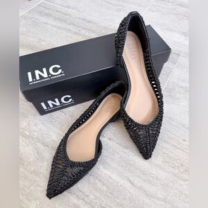 INC International Concepts Women's Black Woven Flats 8M